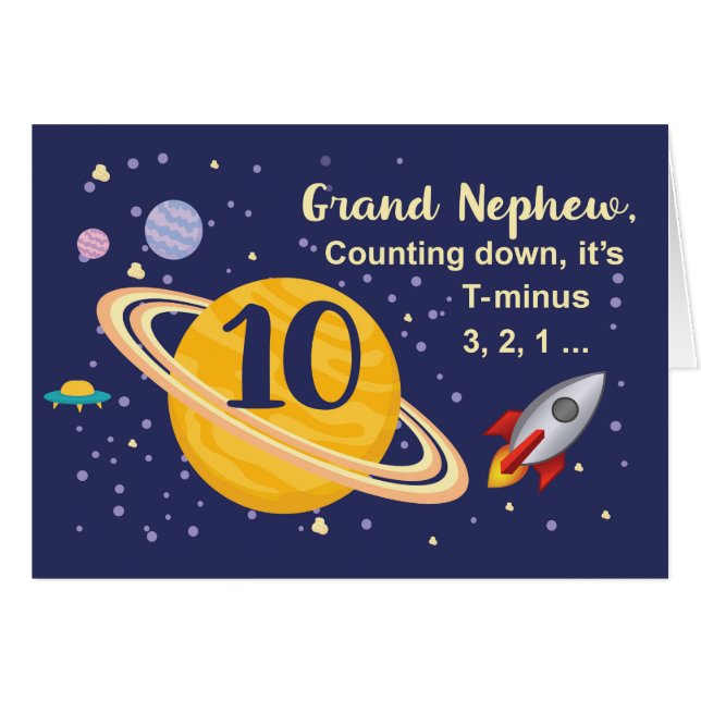 Grand Nephew 10e Anniversaire Planètes dans l'espa (Devant horizontal)