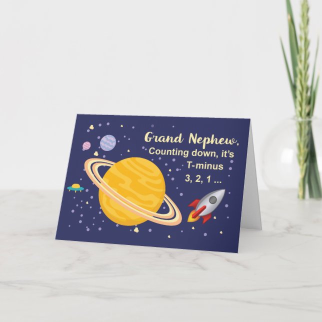 Grand Nephew Birthday Planets im Weltraum Karte (Vorderseite)