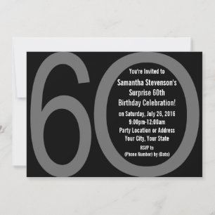Grand nombre 6-0 60e anniversaire Invitations de f