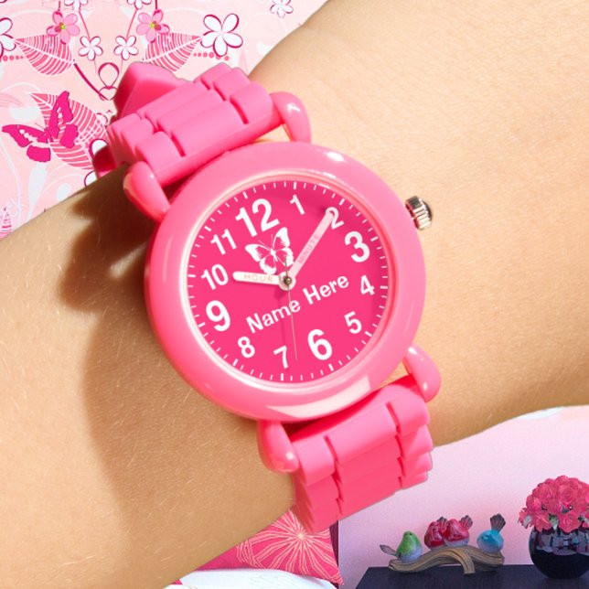 Grand nombre de filles personnalisées Montres avec (Big Number Watch for Girls. Girls Watch with Name. Personalized Watches for Girls. Pink Wrist Watch.)