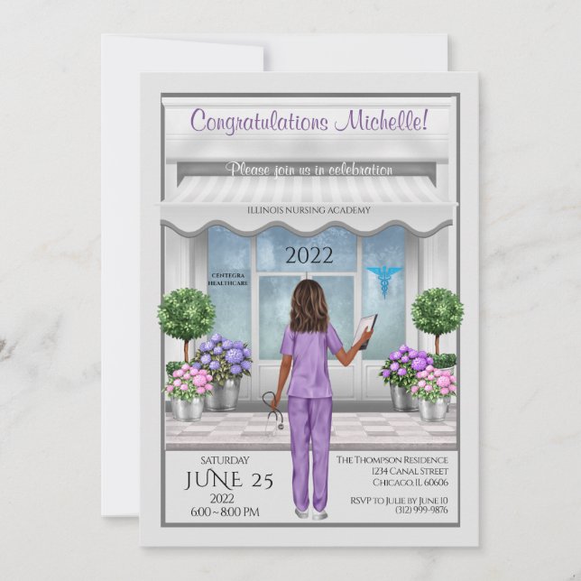 Grand Nurse Grad weibliche Einladung (Vorderseite)
