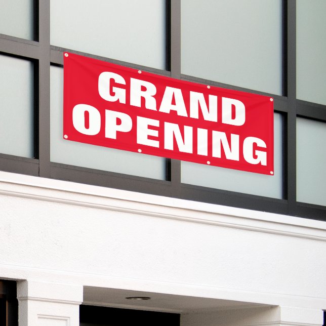 Grand Opening Advertising New Business Red White Banner (Äußeres Gebäude)