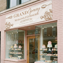 Grand Opening Bakery Business Floral Whisk Spoon Banner