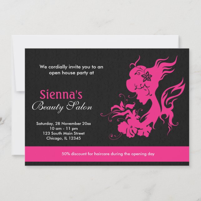 Grand Opening Beauty Salon (Deep Pink) Einladung (Vorderseite)