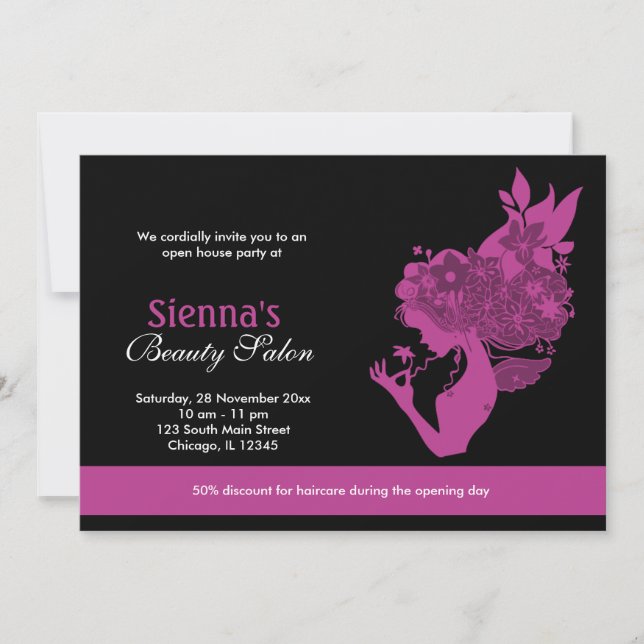 Grand Opening Beauty Salon (Plum) Einladung (Vorderseite)