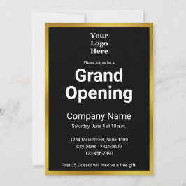 Grand Opening Black and Gold Business Einladung