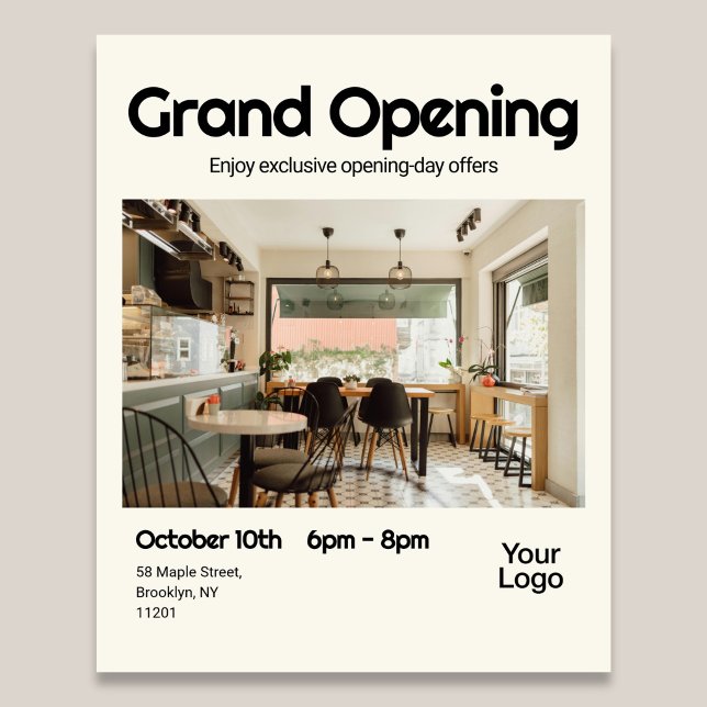 Grand Opening Bold Retro Photo Flyer (Von Creator hochgeladen)