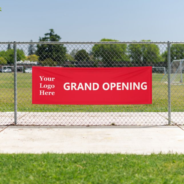 Grand Opening Bright Red White Business mit Logo Banner (Insitu)