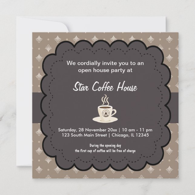 Grand Opening Coffee House Einladung (Vorderseite)