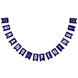 Grand Opening Dark Blue and White Your Logo Here Wimpelkette