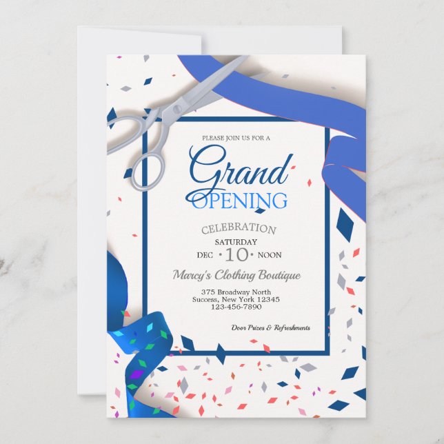 Grand Opening Event Blue Ribbon (Zurück öffnen) Einladung (Vorderseite)