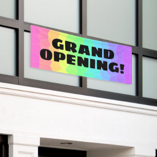 Grand Opening! Geometrisches Regenbogenbanner Banner