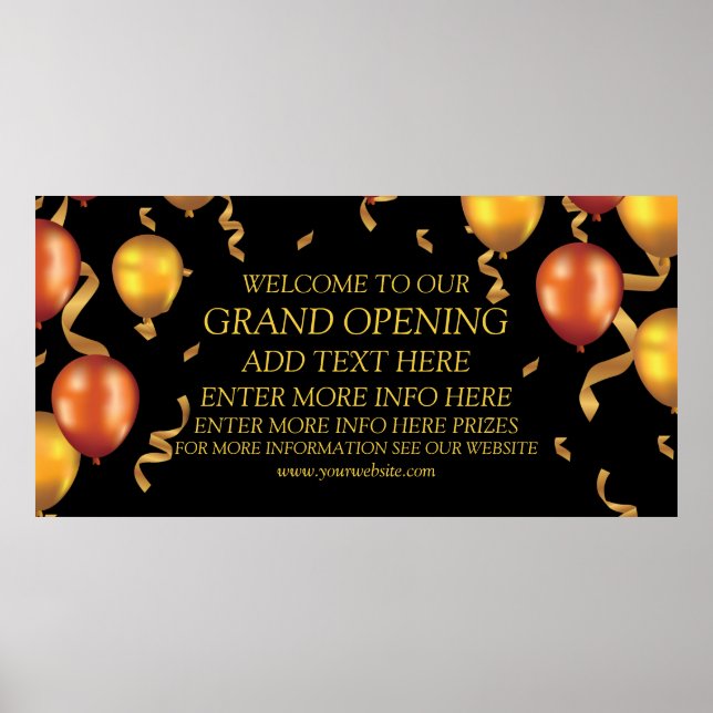 Grand Opening Gold Balloons Ribbons Shop anpassen Poster (Vorne)