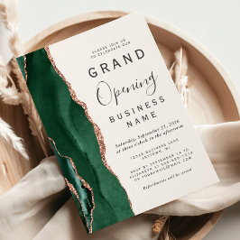 Grand Opening Green Rose Gold Agate Einladung