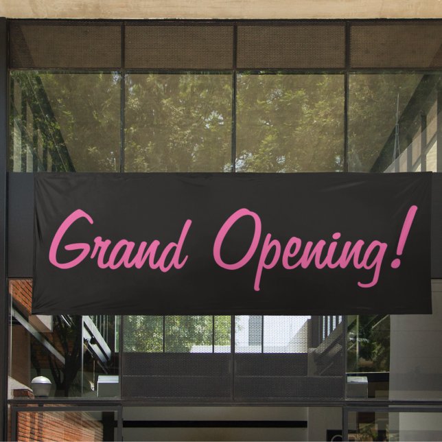 Grand Opening l Black & Pink Werbetext Banner (Von Creator hochgeladen)