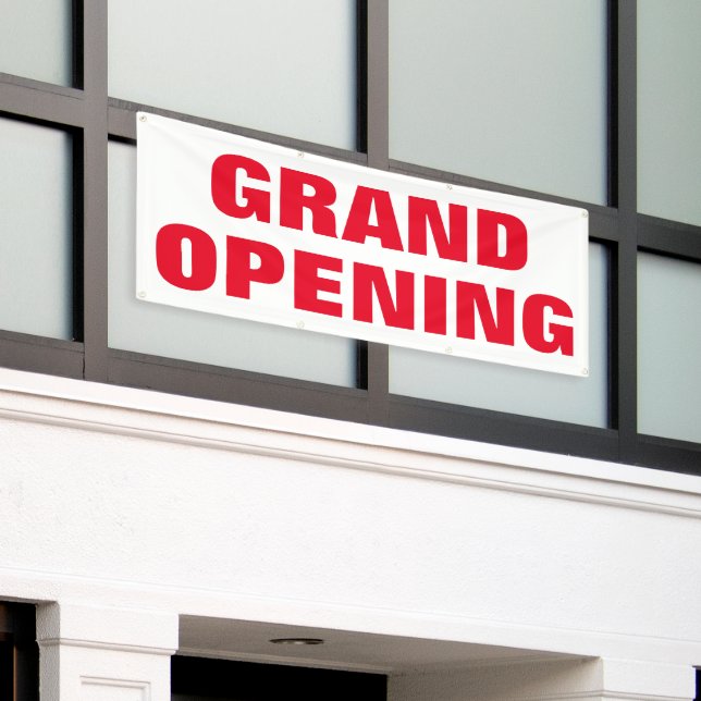 Grand Opening New Business Advertising Bold Red Banner (Äußeres Gebäude)