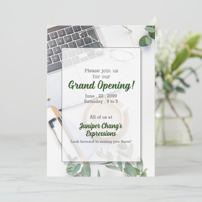 Grand Opening New Office Business Einladung (Stehend Vorderseite)