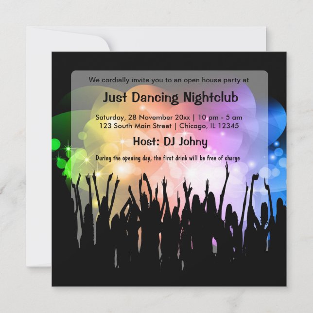 Grand Opening Night Club Einladung (Vorderseite)