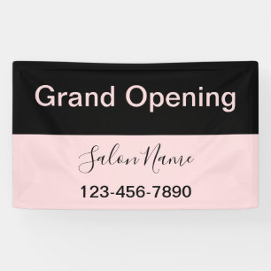 Grand Opening Pale & Black Beauty Salon Name Banner