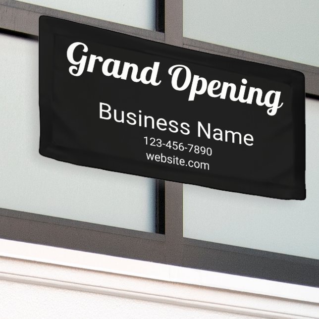 Grand Opening Script Firmenname Telefon Nr. Schwar Banner (Äußeres Gebäude)