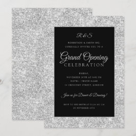 Grand Opening Silver Glitzer Einladung
