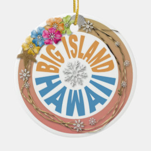Grand ornement de ketmie de vacances d'Hawaï d'île
