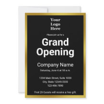 Grand ouverture Black and Gold Business Invitation