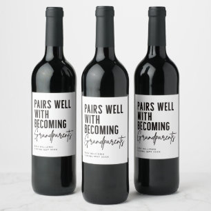 Grand-parents Grossesse Faire-part Vins Étiquettes