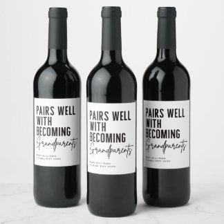 Grand-parents Grossesse Faire-part Vins Étiquettes