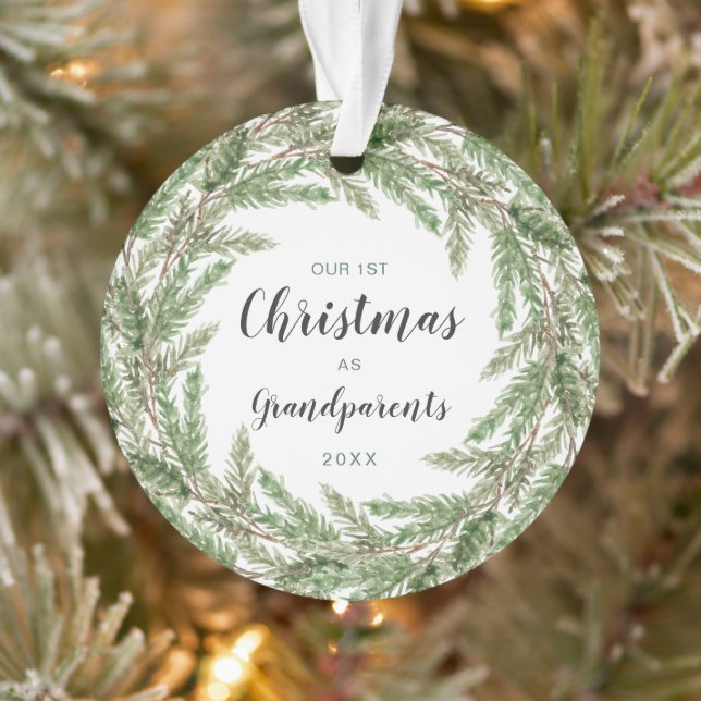 Grand-parents Premier Noël Pine Wreath Photo (Arbre)