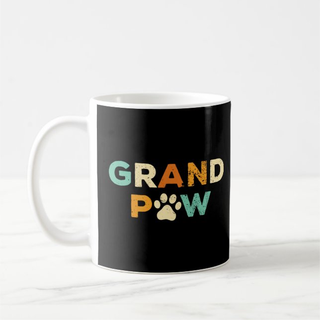 Grand Paw Mens Retro Dog Großmutter Opa Kaffeetasse (Links)