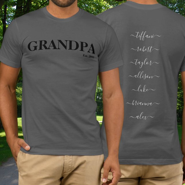 Grand-père avec des noms d'enfants Année T-shirt (Créateur téléchargé)