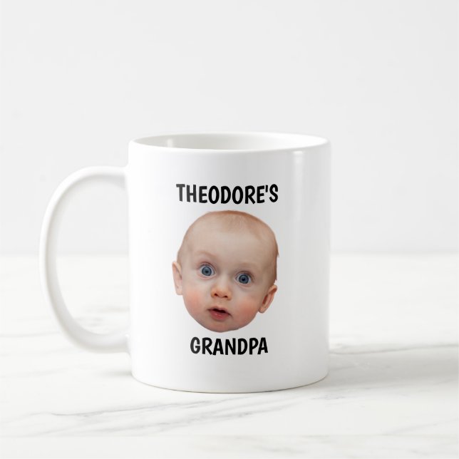 Grand-père Mug Cadeau, Personnalisé Baby Face Phot (Gauche)
