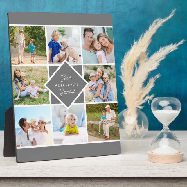 Grand-Père Nous Vous Aimons 8 Photo Collage Plaque (Côté)