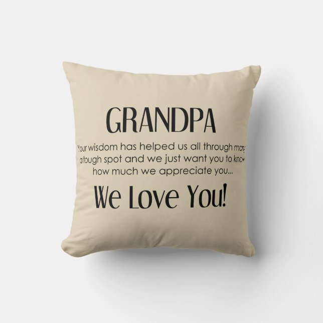 Grand-père Nous Vous Aimons Appréciation Coussin (Recto)