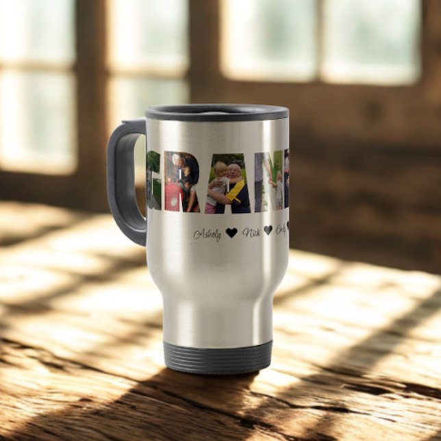 Grand-père Photo Collage Voyage Mug avec 7 Photos (Créateur téléchargé)