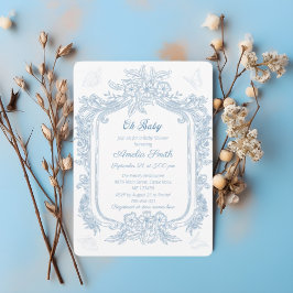 Grand Periwinkle Baroque Filigree Babydusche Einladung
