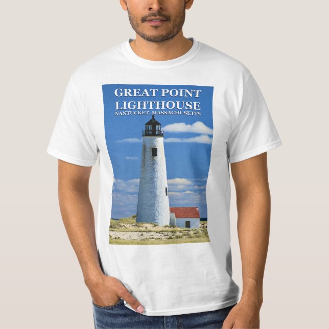 Grand phare de point, T-shirt de Nantucket mA (Devant)