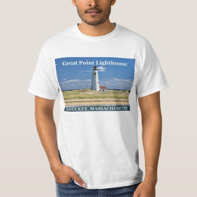 Grand phare de point, T-shirt de Nantucket mA (Devant)
