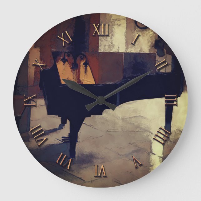 Grand Piano Artwork Große Wanduhr (Vorderseite)