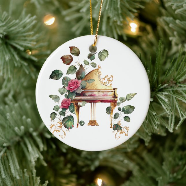 Grand piano et ornement de Noël floral (Arbre)