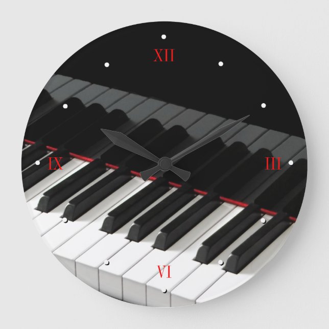 Grand Piano hält Wall Clock Große Wanduhr (Vorderseite)