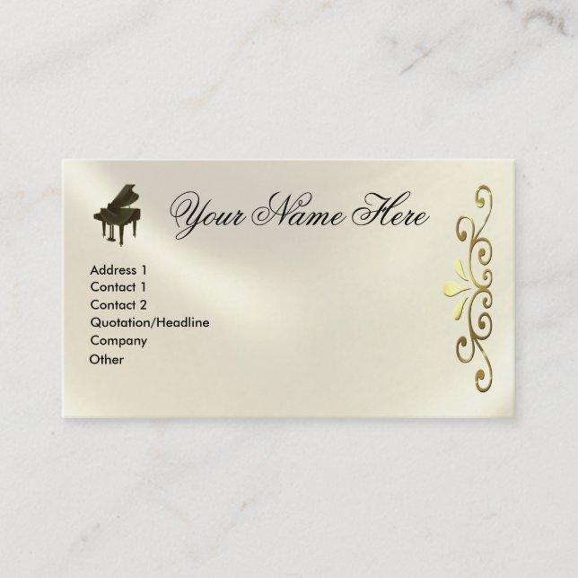 Grand-Piano-Keyboard-Musiknoten und G-Clef Visitenkarte (Vorderseite)