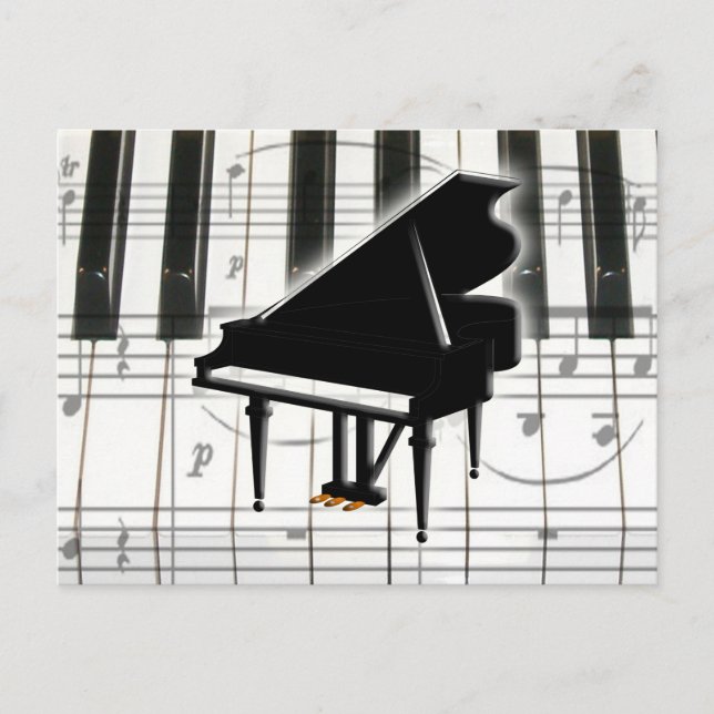Grand Piano Keyboard & Notes Postkarte (Vorderseite)