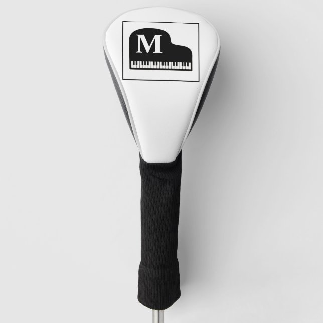 Grand Piano Monogram Pianist Black and White Golf Headcover (Vorderseite)