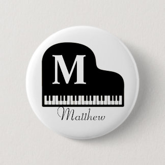 Grand Piano Monogram Pianist personalize Button