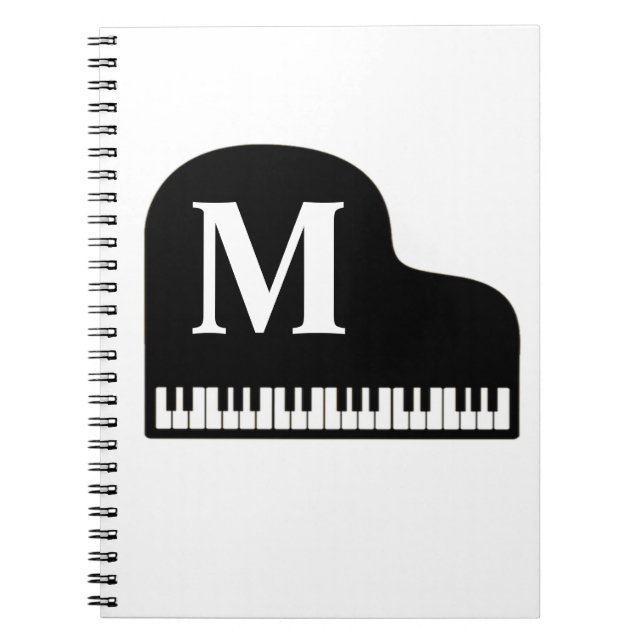 Grand Piano Monogram Pianist personalize Notizblock (Vorderseite)