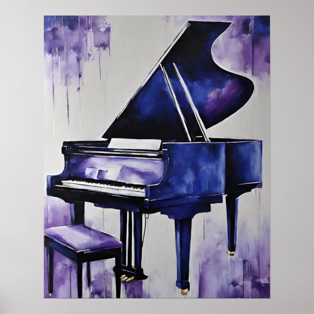 GRAND PIANO MUSIC LILA BLAUE ART POSTER (Vorne)