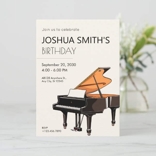 Grand Piano musique anniversaire Invitation (Debout devant)