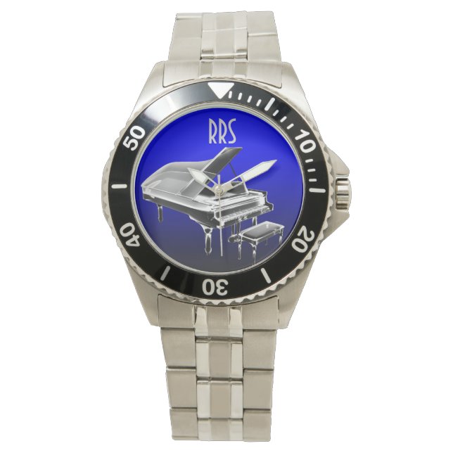 Grand Piano Personalisiert Monogram Gift Watch Armbanduhr (Vorderseite)